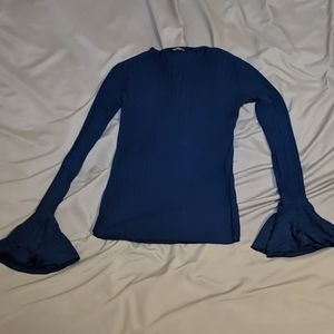 NWOT navy blue Bell sleeve shirt